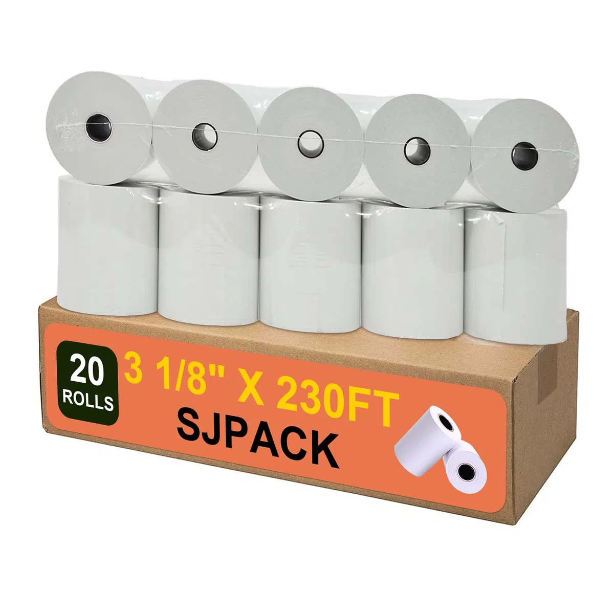 SJPACK Papel térmico 3-1/8" x 230' Pos Recibo de papel, rollo de registro de dinero en efectivo
